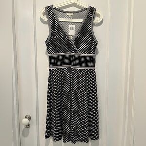 Max Studio Black and White Polka Dot Midi Dress Size Small